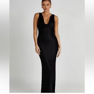 Meshki Angelique Black Satin Dress